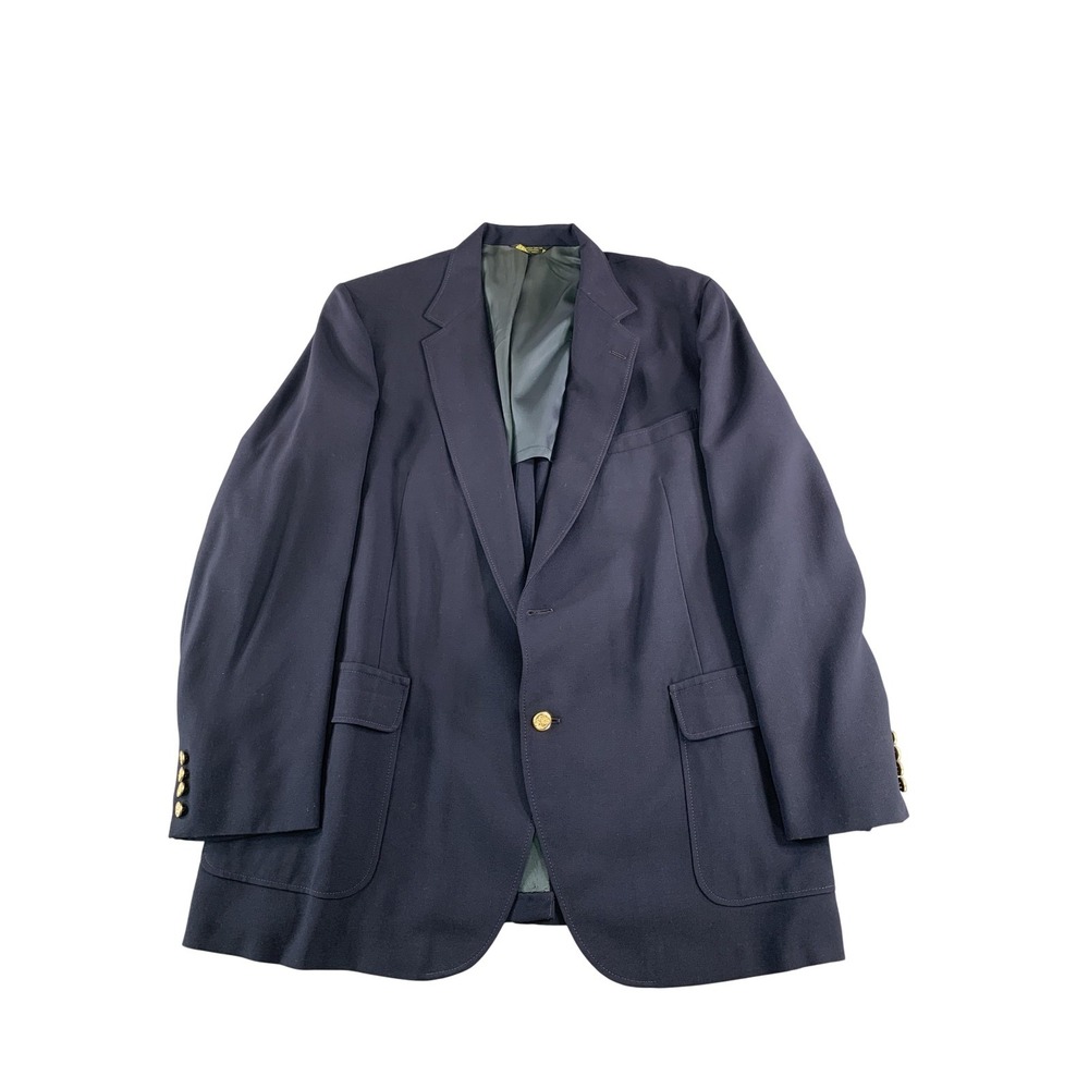 Vintage Eagle Clothes Blazer Mens Large Navy Blue Gold Button Sport Coat Lined
